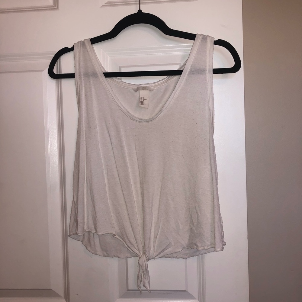H&M White Tie Crop Top